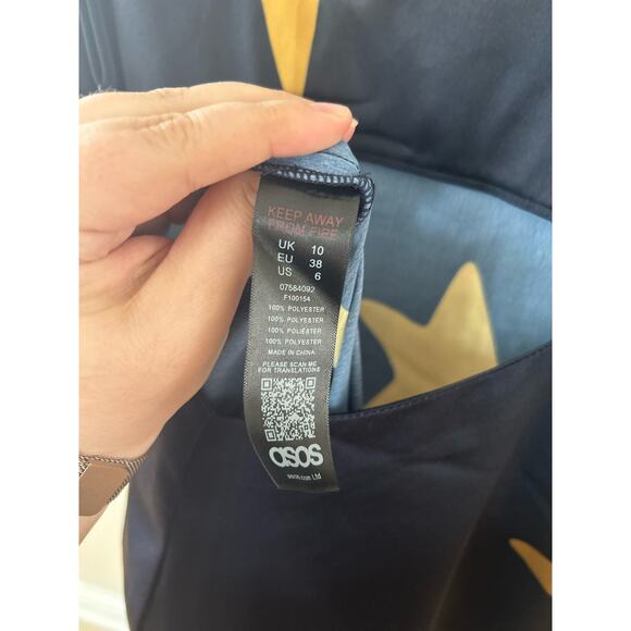 ASOS Black & Gold Star Wide Leg Low Back Jumpsuit - Picture 7 of 8